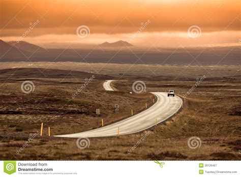 Curve Highway Through Iceland Landscape Stock Image Image Of Iceland