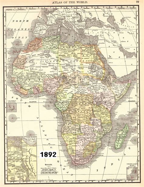 Африка 1892 г Map Gallery Wall Africa Map Etsy Wall Art