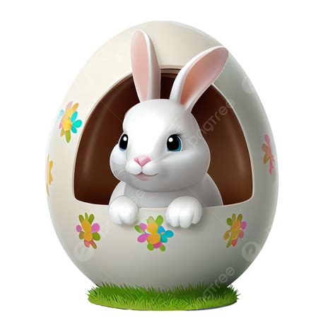 Cute White Easter Bunny In A Egg Easter Bunny Easter Egg Easter PNG Transparent Clipart Image