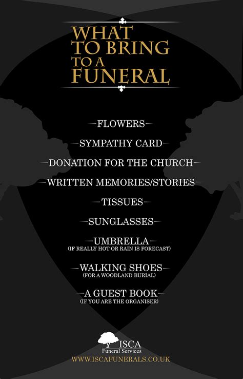 What To Bring To A Funeral Guide Infographic Isca Funerals