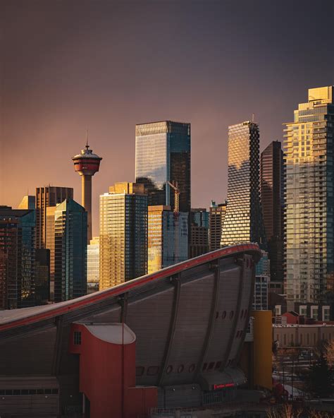 Sunset Over Downtown Calgary City Cities Buildings Photography