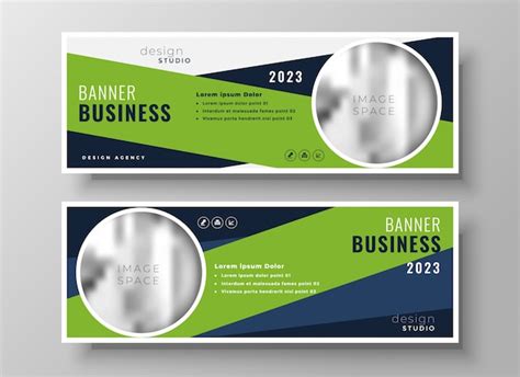 Free Vector Green Geometric Business Banners With Image Space