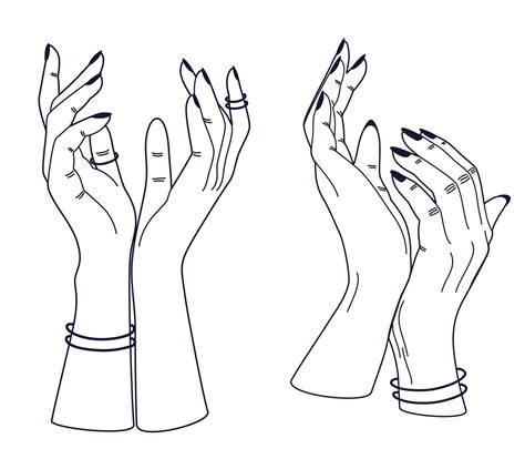 Womens Hands Line Art Elegant Hands In Different Poses Ideal For
