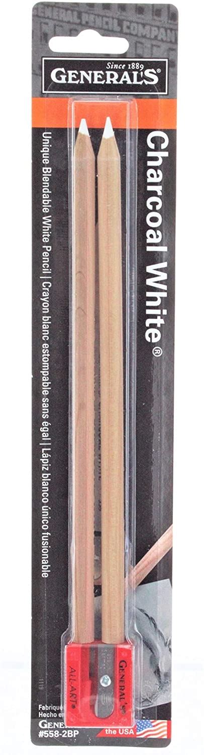 Generals White Charcoal Pencil 2 Pack W Sharpener The Drawing Room