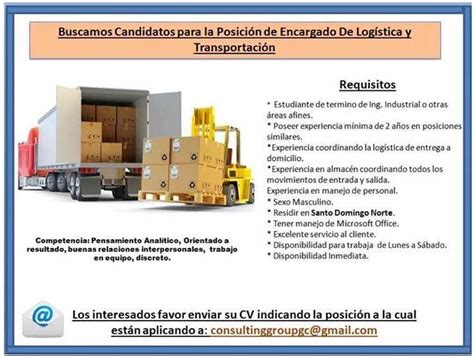 Encargado De Logistica Y Transportacion Empleos Rodriguez Empleos Rodriguez