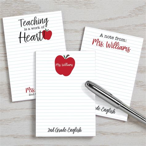 Inspiring Teacher Personalized Mini Notepad Set Of 3 Teacher Gift