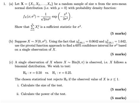 solved 1 a let x {x1 x2 xn} be a random