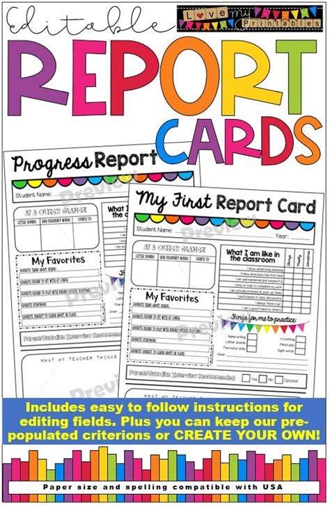 Editable Report Cards Set For Early Learners In Elementary School