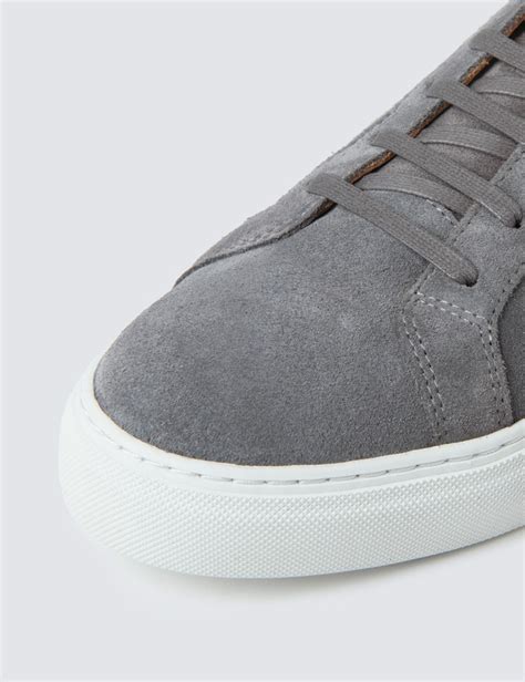 Suede Leather Men S Trainers With Rubber Outsole In Grey Hawes