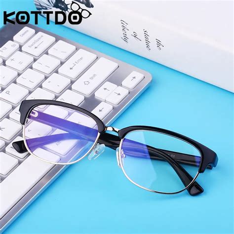 Kottdo 2019 New Anti Blu Ray Flat Mirror Retro Blue Film Glasses Frame Radiation Goggles Glasses