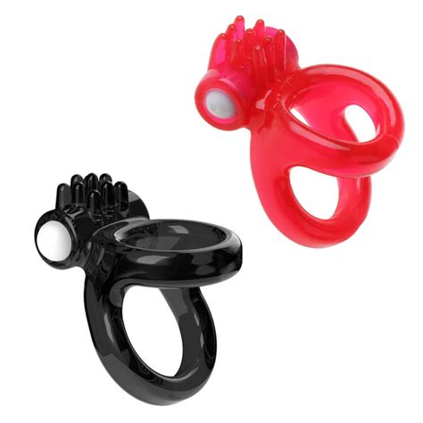 Vibrating Cock Double Rings Delay Ejaculation Mens Cock Rings Sex Toys