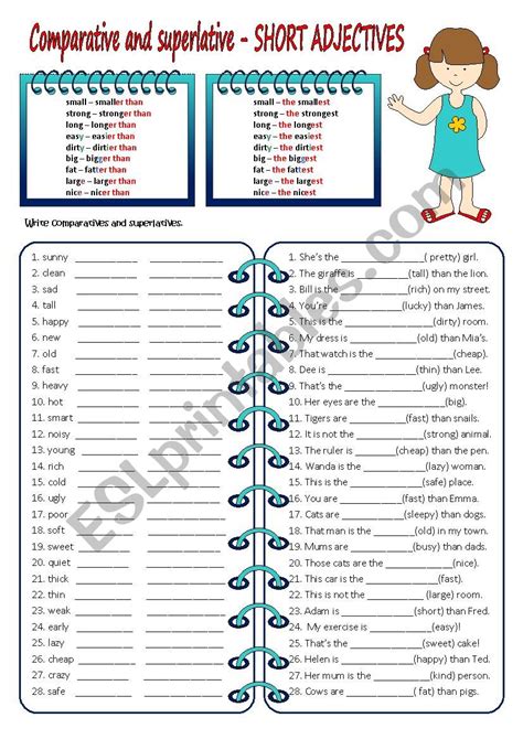 Comparative And Superlative Adjectives Worksheet Pdf Minions