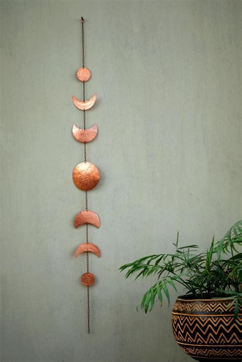 Moon Wall Decor Moon Phases Wall Hanging Copper Moon Garland Etsy