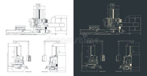 Milling Cnc Machine Blueprints Stock Vector Illustration Of Iron
