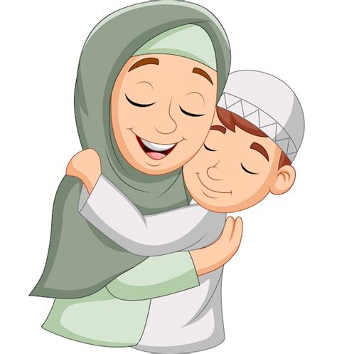 Premium Vector Muslim Mother Hugging Her Son