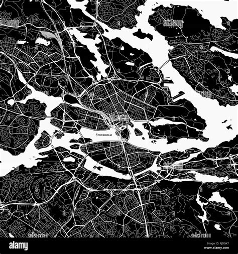 Mapa De La Zona De Estocolmo Suecia Fondo Oscuro Versión Para