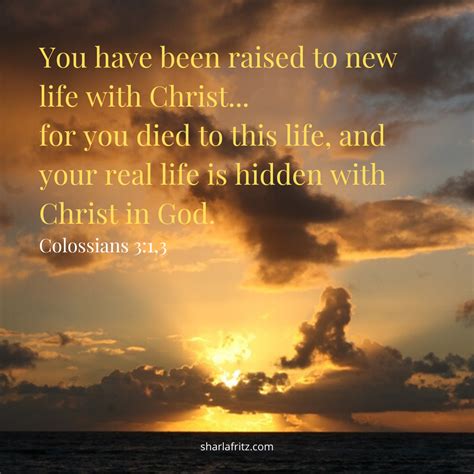 You Have Been Raised To New Life With Christ For You Died To This