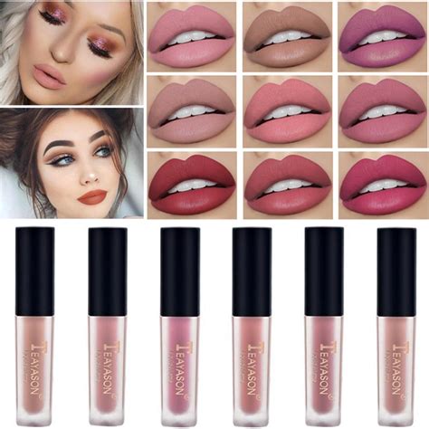 Teayason 1pc Womens Fashion Liquid Matte Lipstick Velvet Lip Gloss Nude Makeup Matte Velvet