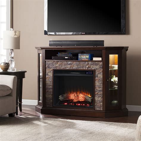 Redden Corner Convertible Touch Screen Electric Fireplace W Storage