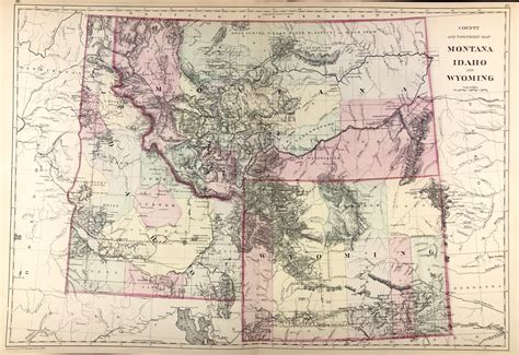County And Township Map Montana Idaho And Wyoming By Mitchell S