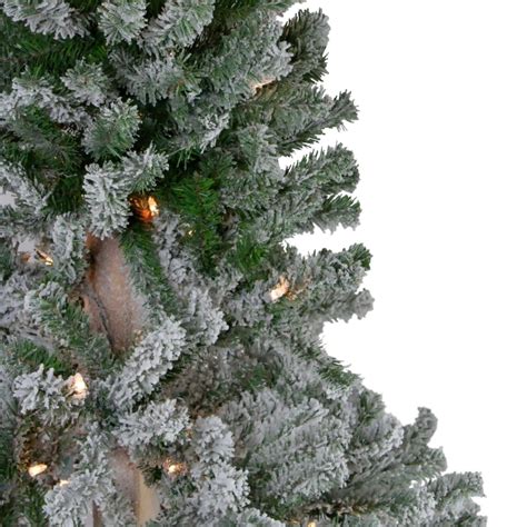 6 Pre Lit Flocked Alpine Artificial Christmas Tree Clear Lights From
