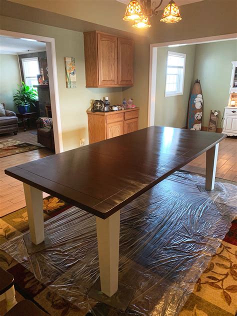The dark stained top looks beautiful, but it also is more durable than a painted table top. How to Easily Redo a Dining Room Table - Let's Paint ...