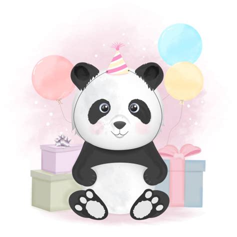 Panda Happy Birthday Pictures Illustrations Royalty Free Vector