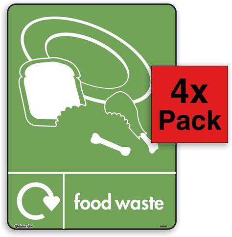 Food Waste Bin Stickersign Wrap Self Adhesive Vinyl A6 100mm X