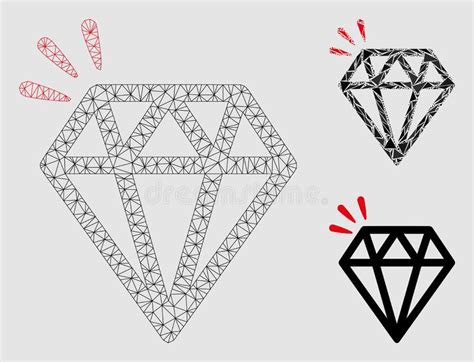 Diamond Crystal Vector Mesh Wire Frame Model And Triangle Mosaic Icon