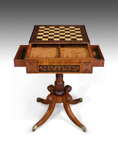 Antique Games Table Antique Chess Table Backgammon Table Regency