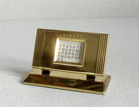 Vintage Brass Perpetual Desk Calendar Art Deco By Fultonlane