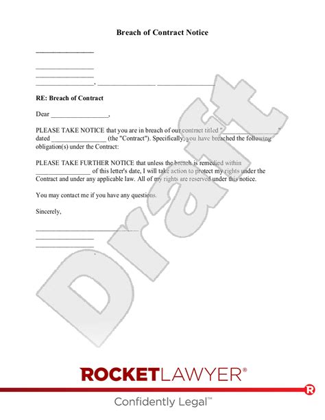 Free Breach Of Contract Notice Free To Print Save And Download