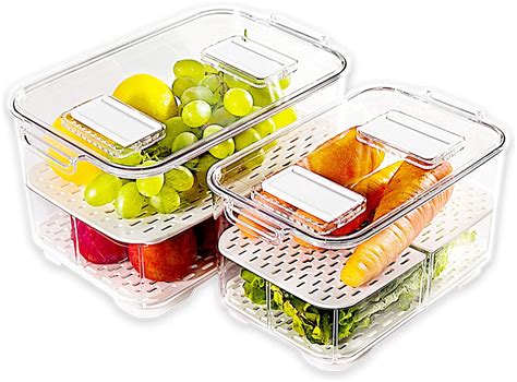 Elabo Food Storage Containers Fridge Produce Saver Stackable
