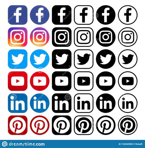 Collection Of Different Popular Social Media Icons Editorial Image