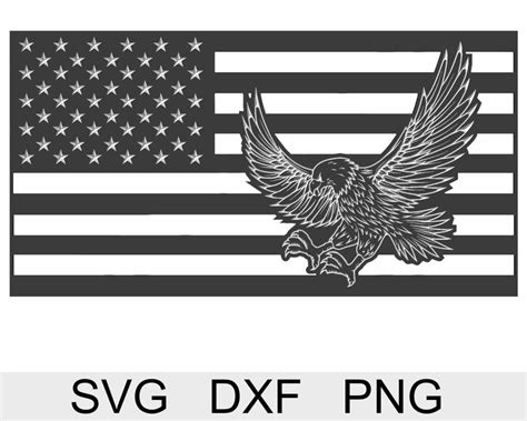 Us Flag With Swooping Bald Eagle Dxf And Svg Files Digital Etsy