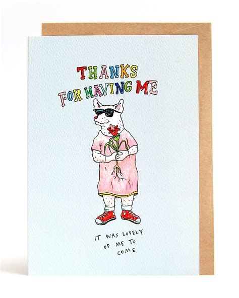 Thank You Card Funny Thank You Card Thanks For Having Me Etsy