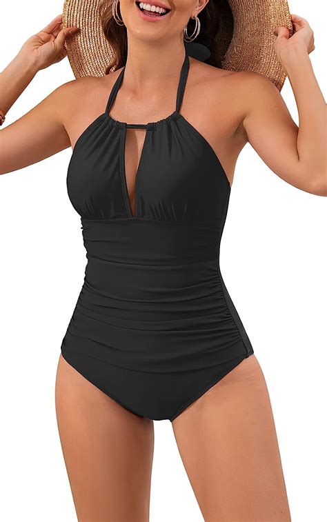 b2prity women s slimming one piece swimsuits tummy control bathing suit halter swimwear for big