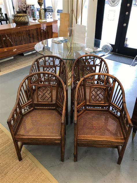 Vintage Set Of 4 Rattan Chairs Park Eighth