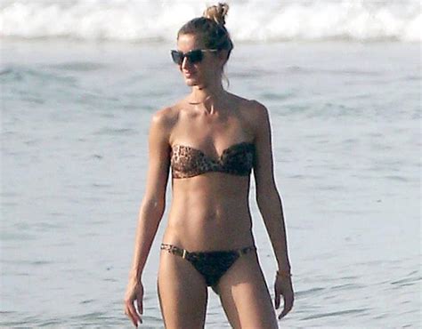 Gisele Bundchen On The Beach In Costa Rica In A Leopard Print Bikini