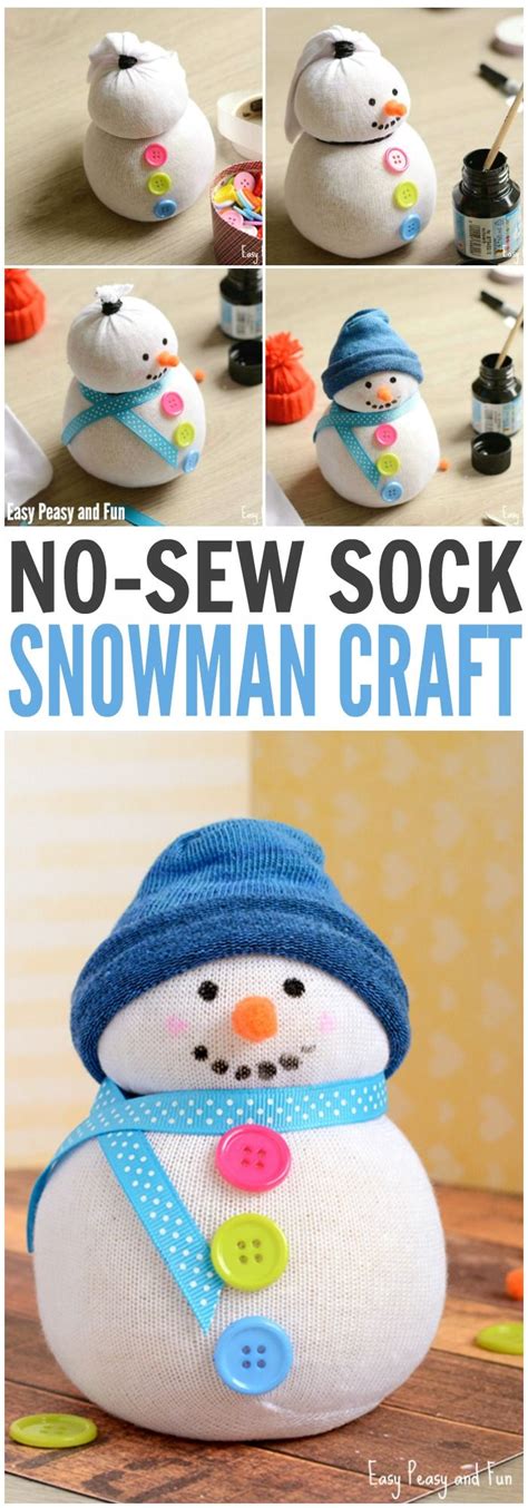 No Sew Sock Snowman Craft Sock Snowman Snowman Crafts