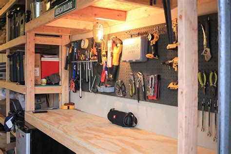 Garage Shelving And Workbench Diy Porch Light Reading