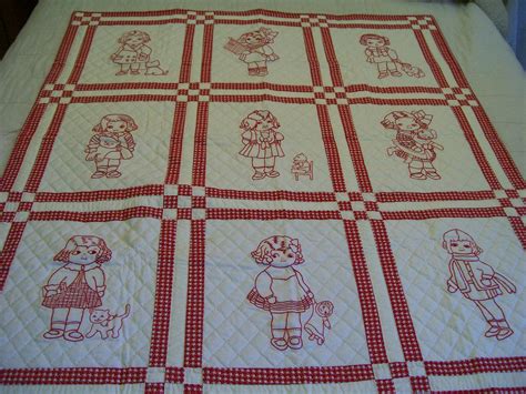 Baby Quilt Kit Girls Quilts Quilt Kits Primitive Embroidery Redwork