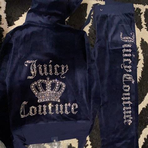 Juicy Couture Navy Blue Velour Tracksuit Etsy