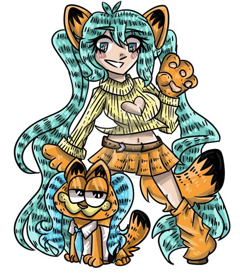 Garfield X Hatsune Miku By Peppersaucy On Deviantart