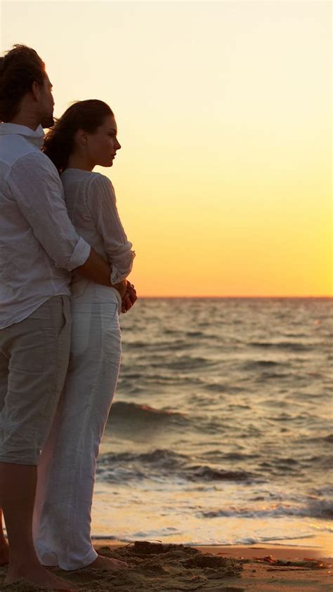 Couple In Love Sunset Young Love Ocean Romantic Hd Phone Wallpaper