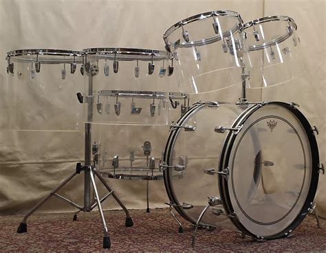1970s Ludwig Vistalite Quadra Plus Drum Set With Single Color Reverb