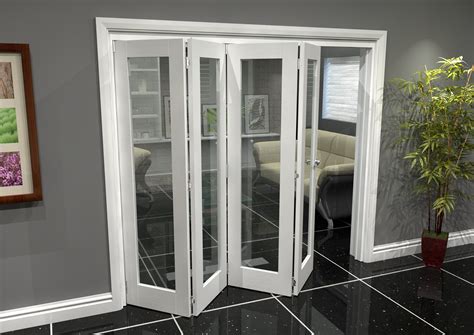 X White Primed Internal Folding Door System With Clear Glass