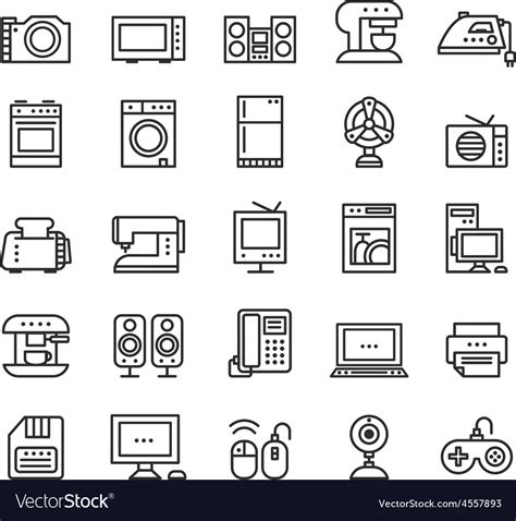 Home Appliances And Equipment Icons Modern Vector Image