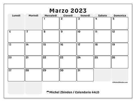 Calendario Marzo 2023 Da Stampare “771ld” Michel Zbinden It