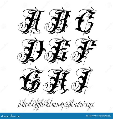 Alfabeto Del Tatuaje Ilustración Del Vector Ilustración De Tipo 42697981